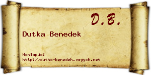 Dutka Benedek névjegykártya