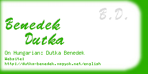 benedek dutka business card